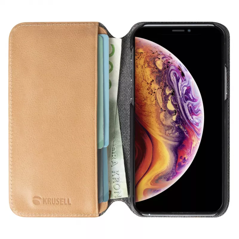 Custodia per cellulare Krusell Sunne per Apple iPhone 11 Pro Max — nude vintage, custodia folio con porta carte