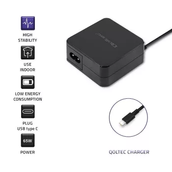 Qoltec 51027 caricabatterie | 65W | 5-20,3V | 2-3,25A | USB Type-C | PD