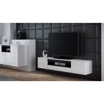 Mobile TV Cama VIVA 180 bianco/bianco lucido + nero