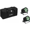 Set di fari LED PAR EUROLITE 2x AKKU PAR 6 QCL, wash light da palco portatili a batteria