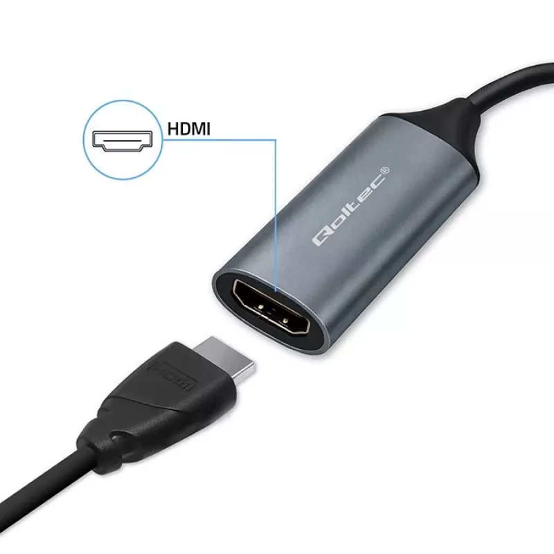 Adattatore USB-C a USB-A e HDMI 4K 30Hz QOLTEC in alluminio