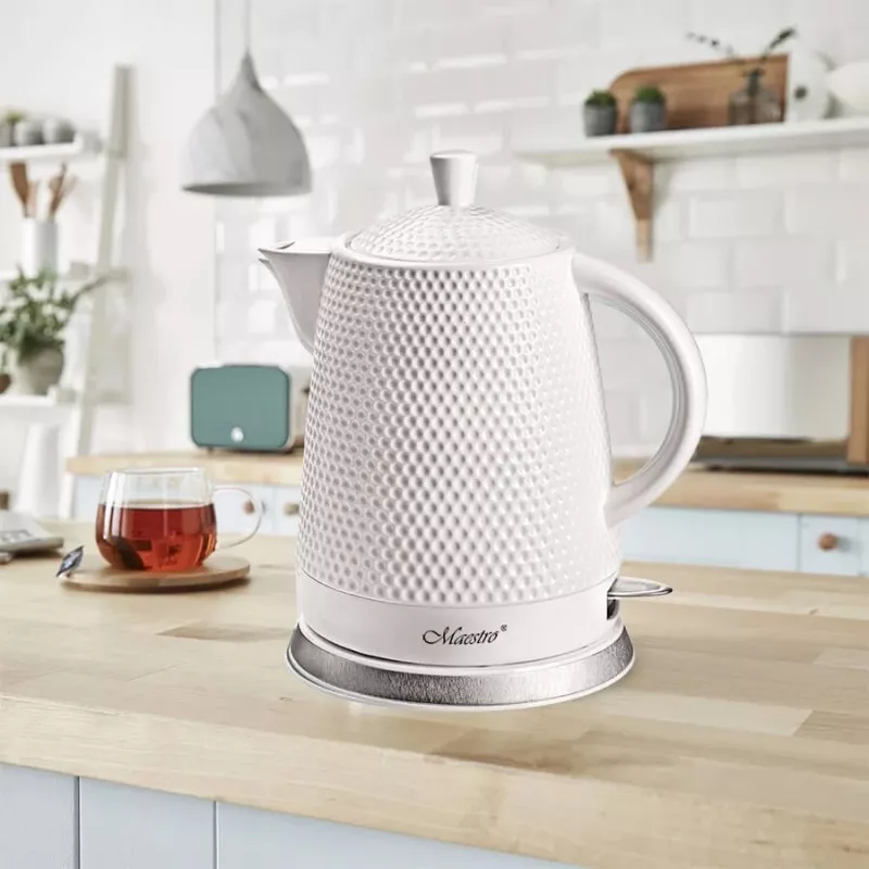 Maestro MR-069-WHITE Bollitore elettrico in ceramica, 1,5 L, 1500 W, bianco