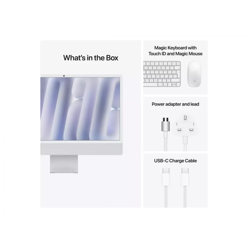 iMac 24 inch: M4 10/10, 24GB, 512GB SSD – argento