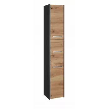 Mobile contenitore bagno top e shop S33 — a terra, struttura in rovere, finitura antracite/Artisan, 6 ripiani