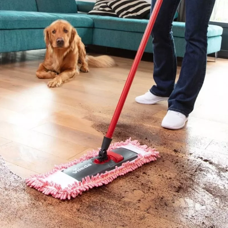 Mop piatto VILEDA 140992 — testa in microfibra per pavimenti duri, lavabile fino a 60 °C, rosso/bianco, 1 pz.
