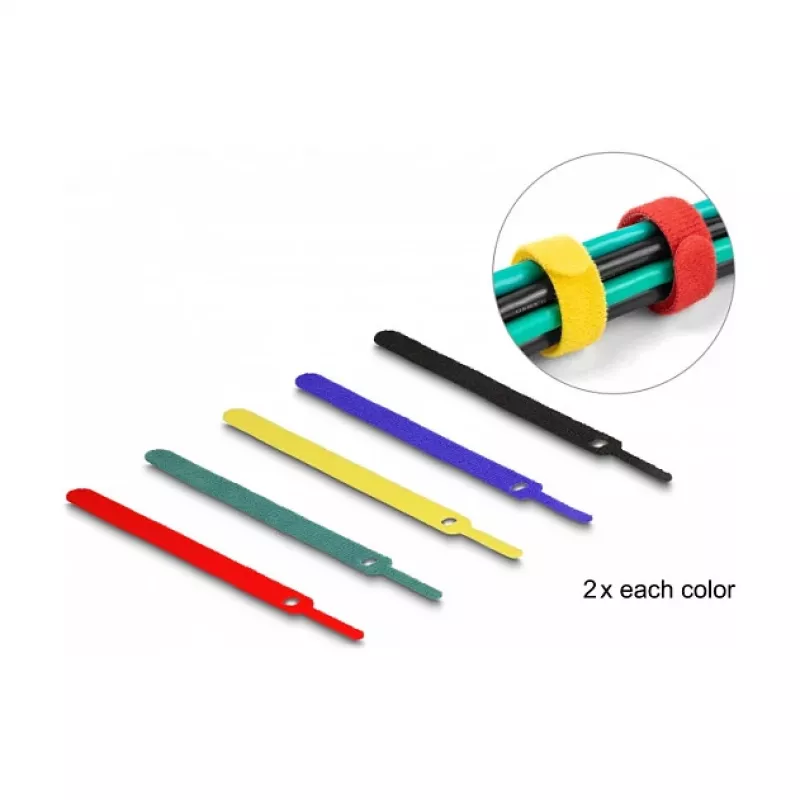 Fascetta fermacavi a strappo DeLOCK 19076 150x12mm colori assortiti set da 10