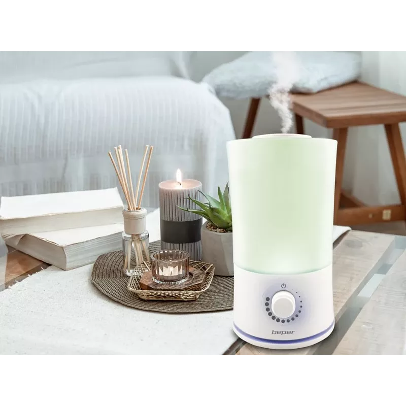 Beper 70.401 diffusore di aromi a ultrasuoni e umidificatore, 2,4 l, LED a 7 colori, 25 W