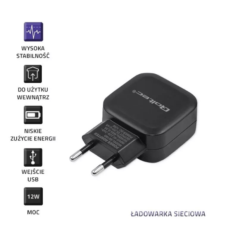 Caricatore da interno AC QOLTEC 50186 per smartphone e tablet, 5 V 3.4 A, 17 W, 2× USB, nero