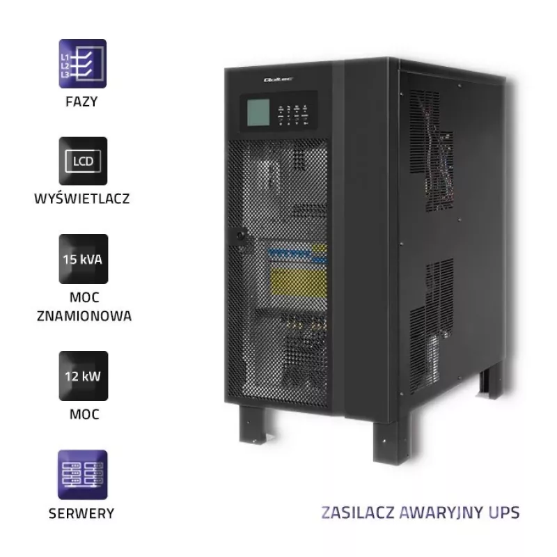 Gruppo di continuità QOLTEC 53949 trifase 15 kVA 12 kW con LCD
