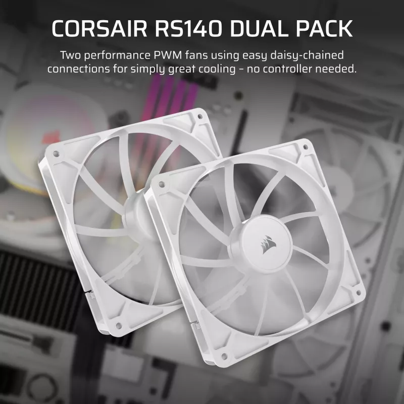 Corsair RS140 Dual Pack ventole per case, 140 mm, bianche, CO-9050195-WW