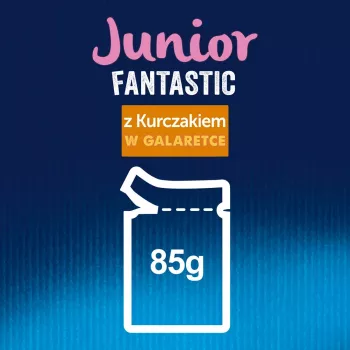 Cibo umido per gatti Purina Nestlé Felix Fantastic Junior 85 g busta — pollo, 77,5% umidità, 13,5% proteine