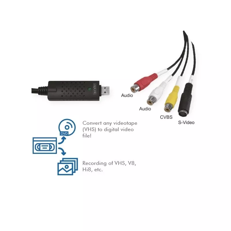 Acquisitore video USB 2.0 LogiLink. USB A maschio verso 3xCinch + MiniDIN5 femmina. nero