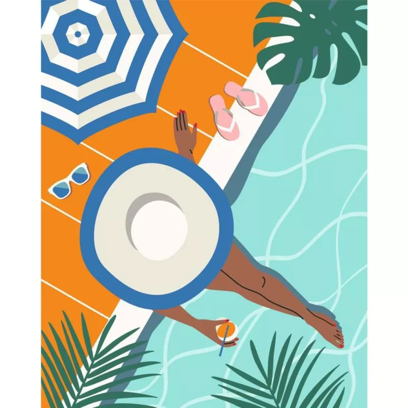 Set di pittura per numeri Ravensburger CreArt – Pool Time (set di pittura, modello 25523)