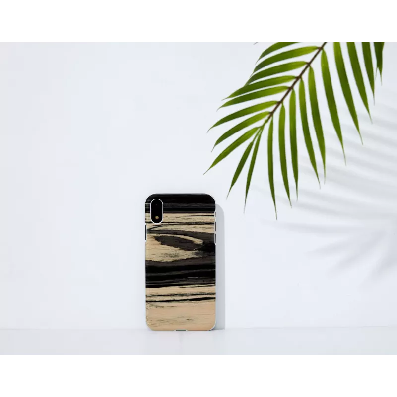 Custodia per smartphone man and wood per iPhone XR — finitura ebano bianco