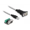 DeLOCK 63465 Adattatore da USB 2.0 Type-A a seriale RS-422/485, morsettiera a 6 pin, 1,8 m, nero/trasparente
