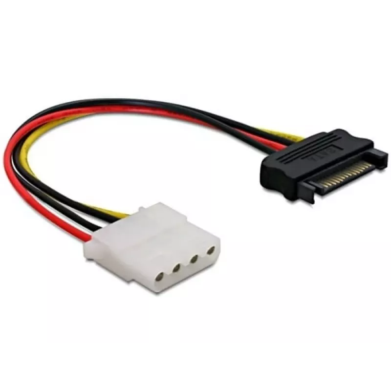 Delock 60115 cavo di alimentazione SATA 15 pin maschio a Molex 4 pin femmina, 0,12 m