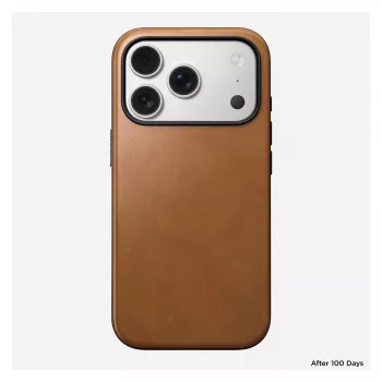 Custodia per cellulare Nomad Modern Leather Case per iPhone 17 Pro, 16 cm (6,3 pollici), tan, pelle e PC/TPU