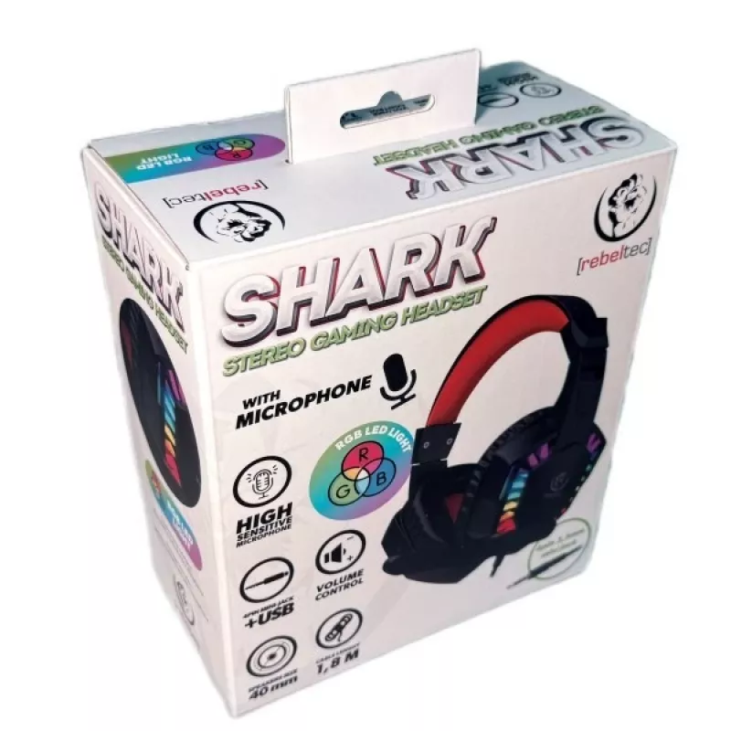Cuffie stereo con microfono Rebeltec SHARK — design on-ear con filo