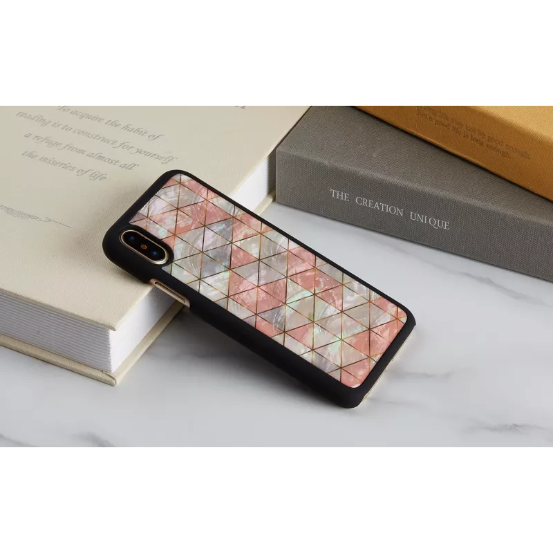 Custodia protettiva iKins per iPhone XS / iPhone X, motivo rombi, nero