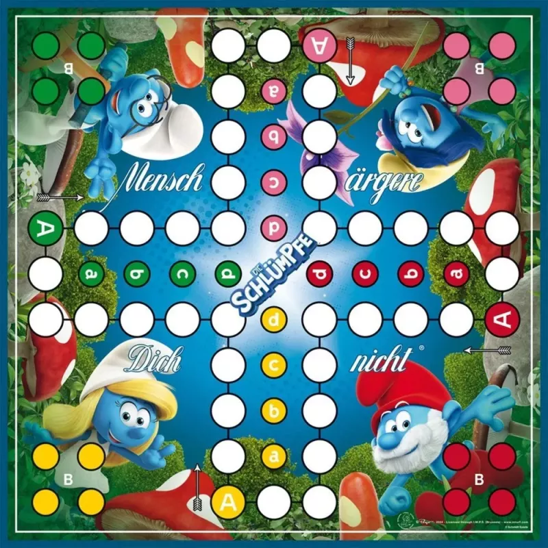 Schmidt Spiele Die Schlümpfe classico gioco da tavolo Mensch-ärgere-dich-nicht