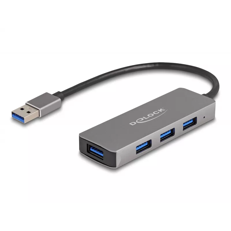 Hub USB DeLOCK 63171 3.2 Gen 1 Type-A 5000 Mbit/s grigio
