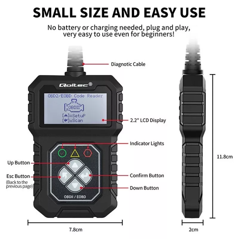 Tester diagnostico OBDII QOLTEC ProLine (modello 50684)