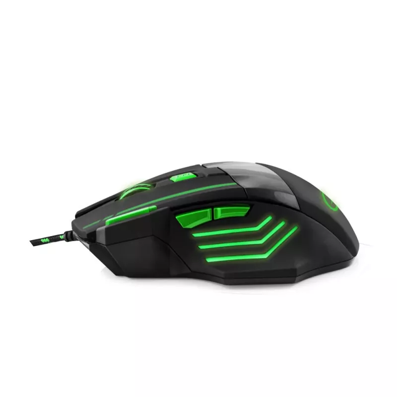 Mouse gaming con filo ESPERANZA EGM201G — per destrimani, ottico 2400 DPI, 7 tasti, USB Type-A, cavo 1,5 m, nero/verde