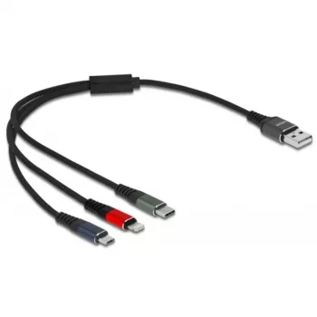 Cavo di ricarica USB DeLOCK 3-in-1 Type-A a Lightning Micro USB USB Type-C 30 cm