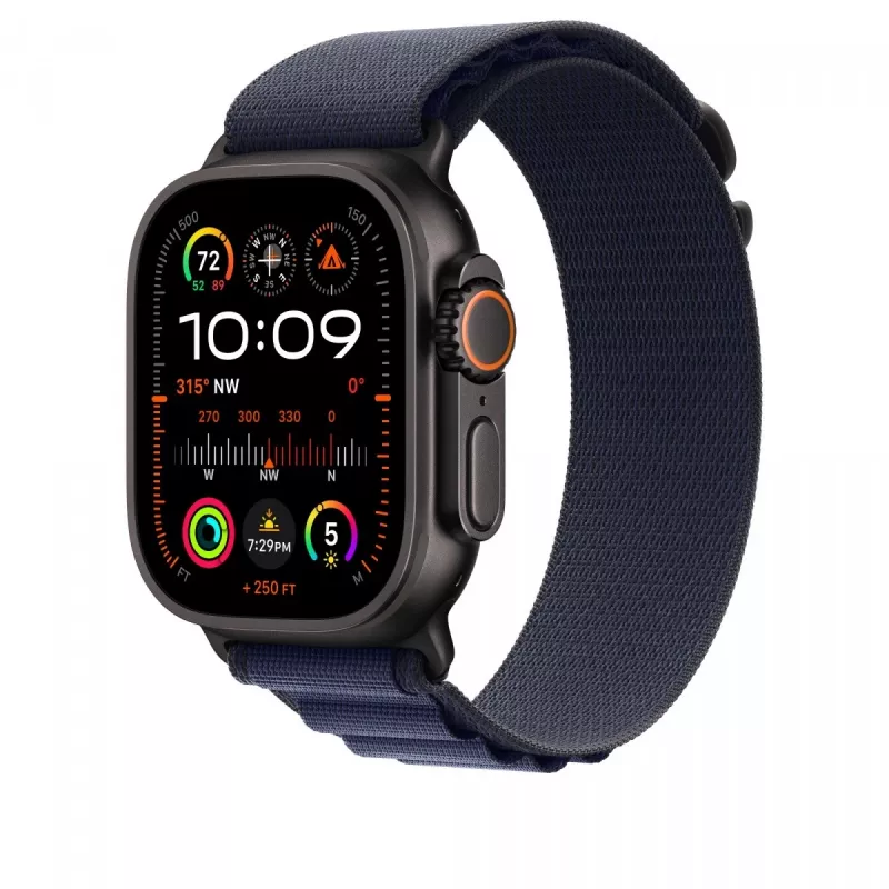 Apple 49 mm Alpine Loop blu navy - piccolo - finitura titanio nero