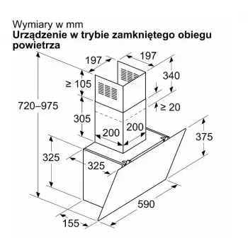Cappa a parete Bosch DWK65DK20, 590×325×690 mm, 550 m³/h, 3 velocità, 62 dB, bianco, filtro antigrasso in alluminio