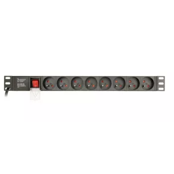 Unità di distribuzione dell'alimentazione Gembird EG-PDU-014-FC14, 8 prese AC, ingresso C14, cavo 3 m, case in alluminio 1U, 10 A, 3680 W