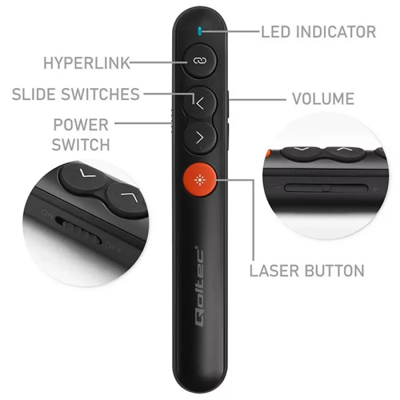 Presentatore con puntatore laser 4in1 USB 3.0 2,4 GHz 30 m