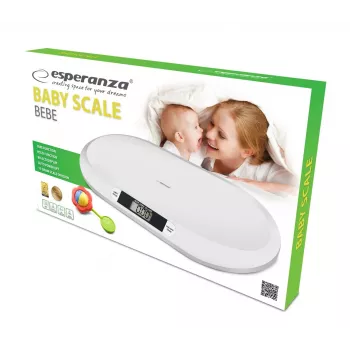 Bilancia elettronica per neonati ESPERANZA EBS019 — capacità 0,03–20 kg, divisione 0,01 kg, grande LCD 60×25 mm, bianco