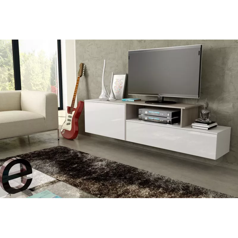 Mobile TV Cama SIGMA 3 180 bianco/bianco lucido + rovere Sonoma