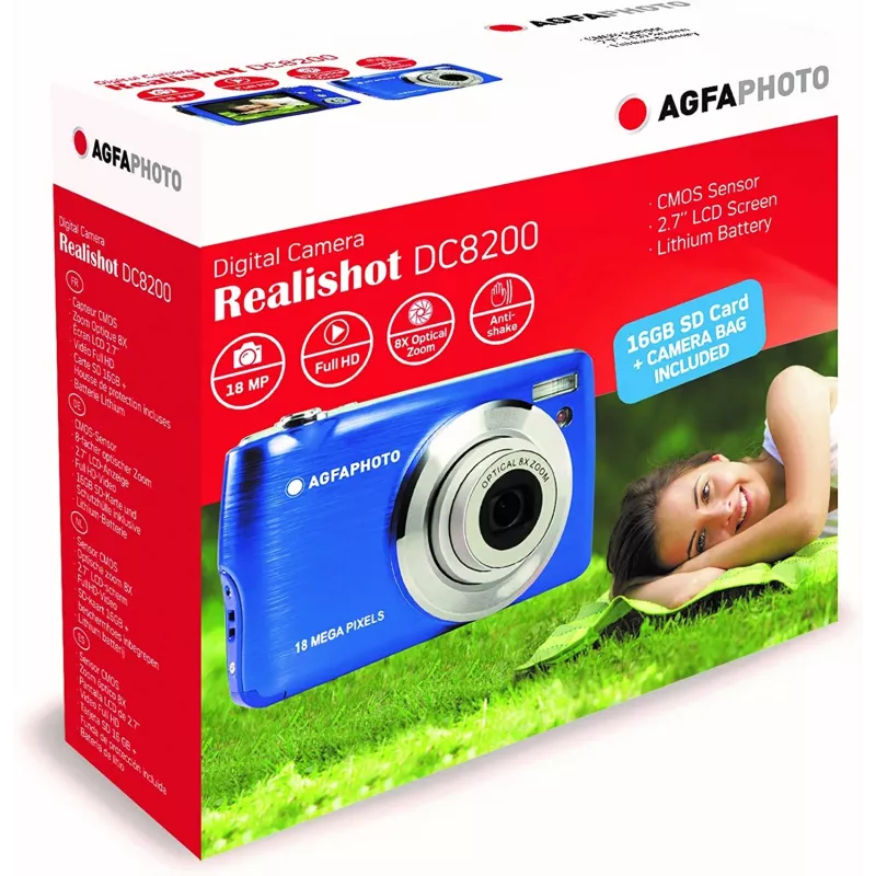 Agfa Photo DC8200 blu + custodia + scheda SD 16 GB