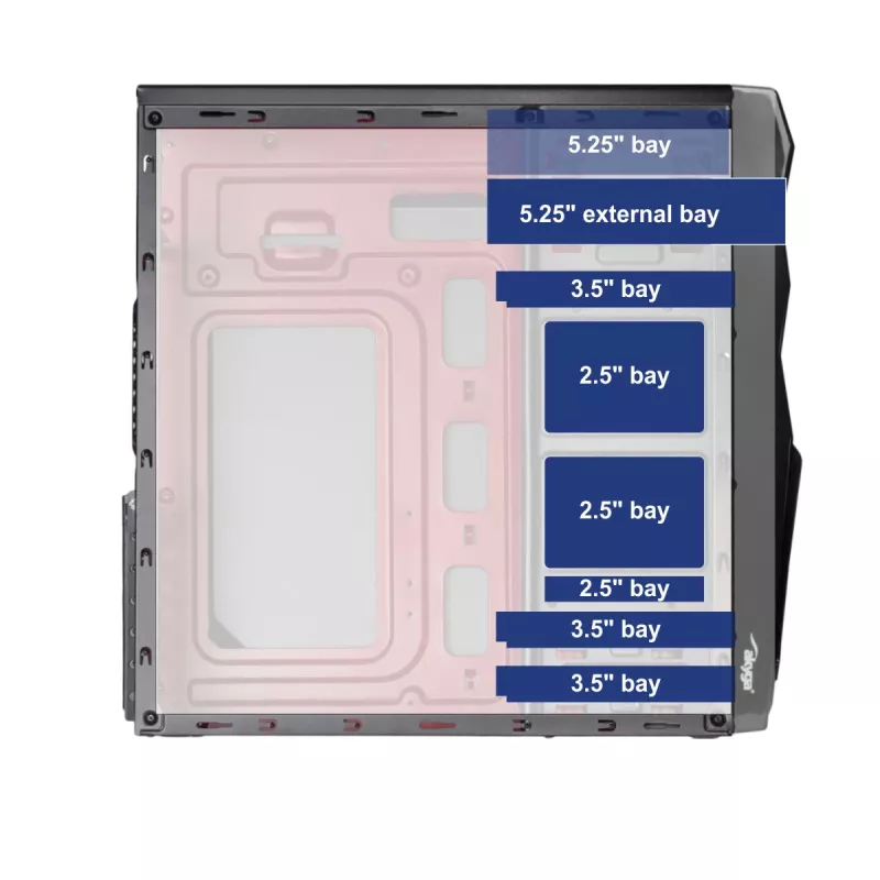 Case per PC Midi-Tower Akyga AK939BL, ATX / Micro-ATX / Mini-ITX, 2x USB 2.0, senza alimentatore, nero