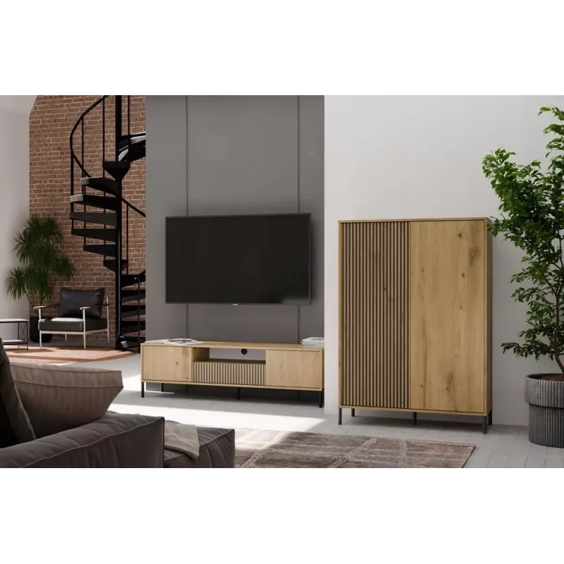 KAMARO 2DD stretto/GŁ rovere ARTISAN VETRINA