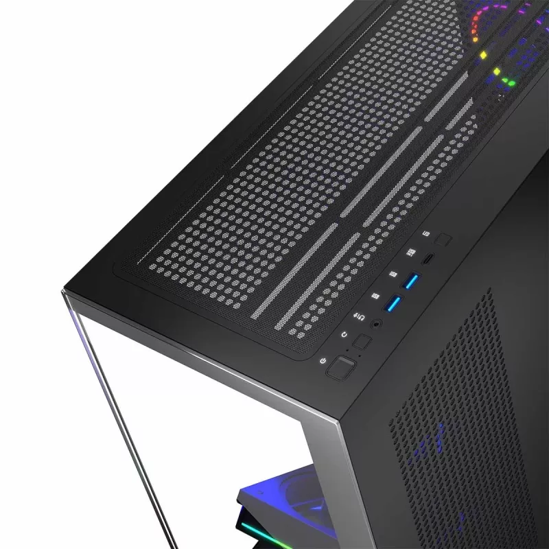 Case PC MODECOM Volcano Stellar 5F ATX Midi Tower, vetro temperato, 5 ventole preinstallate, USB‑C, supporta microATX/ATX, GPU max 420 mm, altezza dissipatore CPU 175 mm