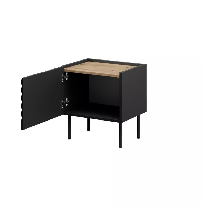 Comodino Cama ONDA 50x40x54 cm nero MDF/truciolare set da 2