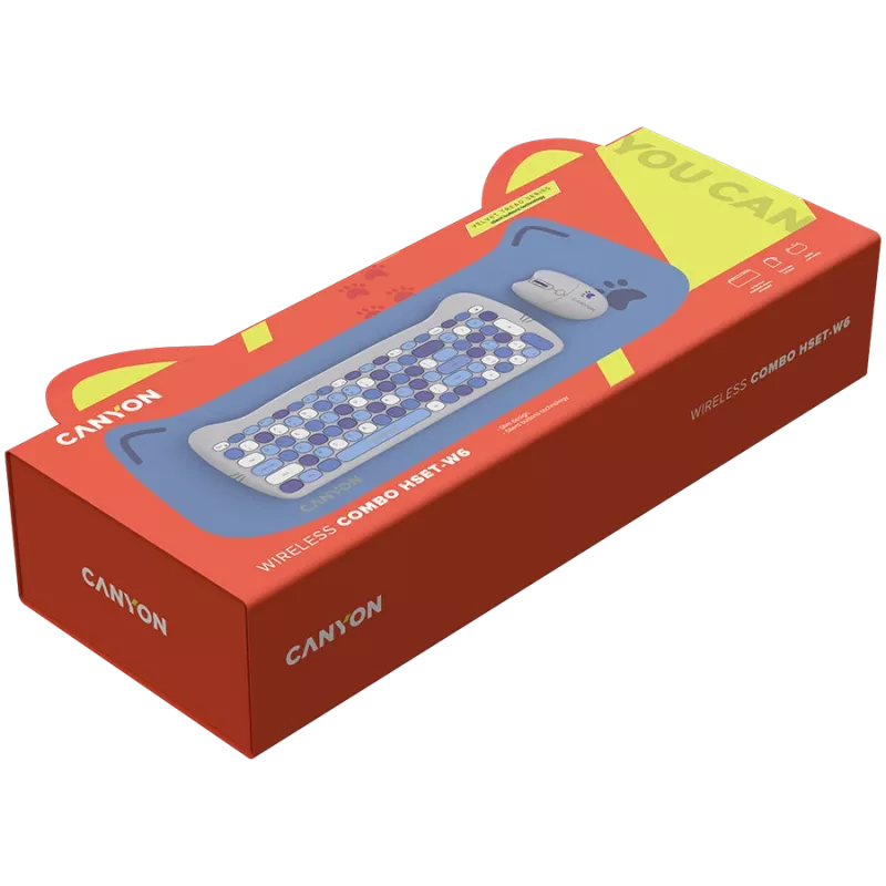 Set tastiera e mouse wireless CANYON HSET-W6 Kitty Edition AAA AA blu