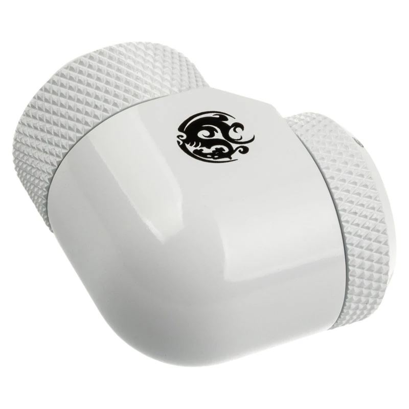 Adattatore 90° G1/4 filettatura esterna a 14 mm hardtube, girevole — BitsPower BP-DWE90RML14, bianco
