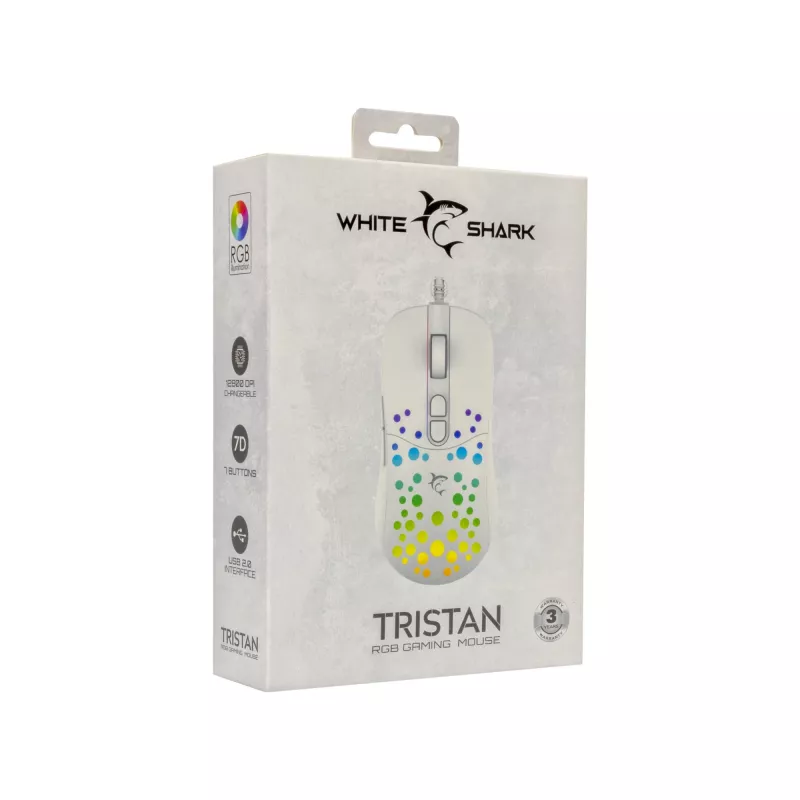 Mouse White Shark GM-9004 Tristan-2 bianco RGB USB