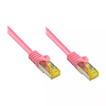 Cavo patch RJ45 con cavo grezzo Cat.7 e protezione leva di sblocco (RNS®), S/FTP, PiMF, senza alogeni, 600 MHz, OFC, magenta, 1,5 m, Good Connections® (8070R-015M)