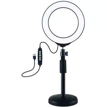 Ring light LED 16 cm con treppiede fino a 33 cm, USB, RGBW