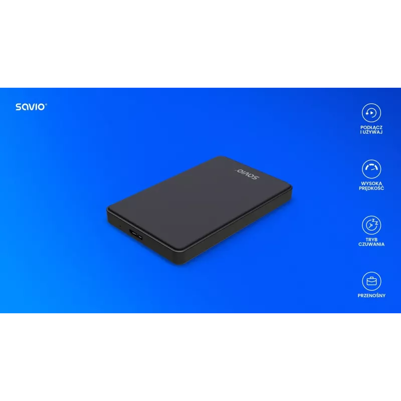 Case per HDD/SSD SAVIO AK-65 nero 2,5 pollici SATA USB 3.0 5 Gbit/s Micro-USB