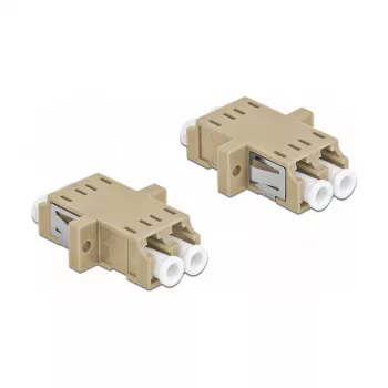 Adattatore in fibra ottica DELOCK LC femmina a femmina OM2 duplex (2 pezzi, sacchetto in polietilene)