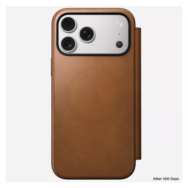 Custodia folio per cellulare Nomad Modern Leather Folio per iPhone 17 Pro Max – Tan, per schermi fino a 17,5 cm (6,9 pollici), 4 scomparti per carte