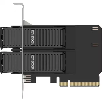 Scheda adattatore PCIe icybox MB312M4P-B — 2× M.2 NVMe su PCIe 4.0 x8 (biforcazione)