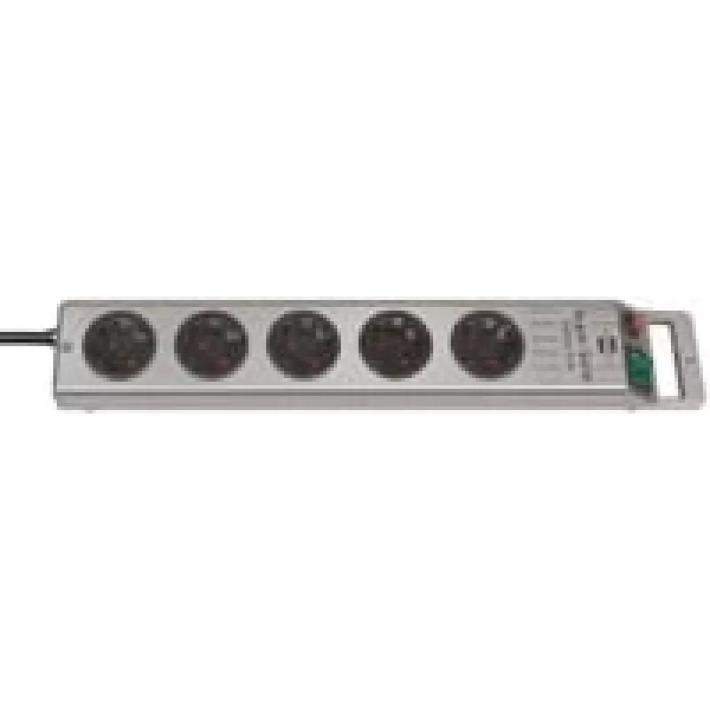 Brennenstuhl 1153340115 ciabatta Super-Solid Line 5 prese 2,5 m H05VV-F 3G1,5, argento (1153340115)