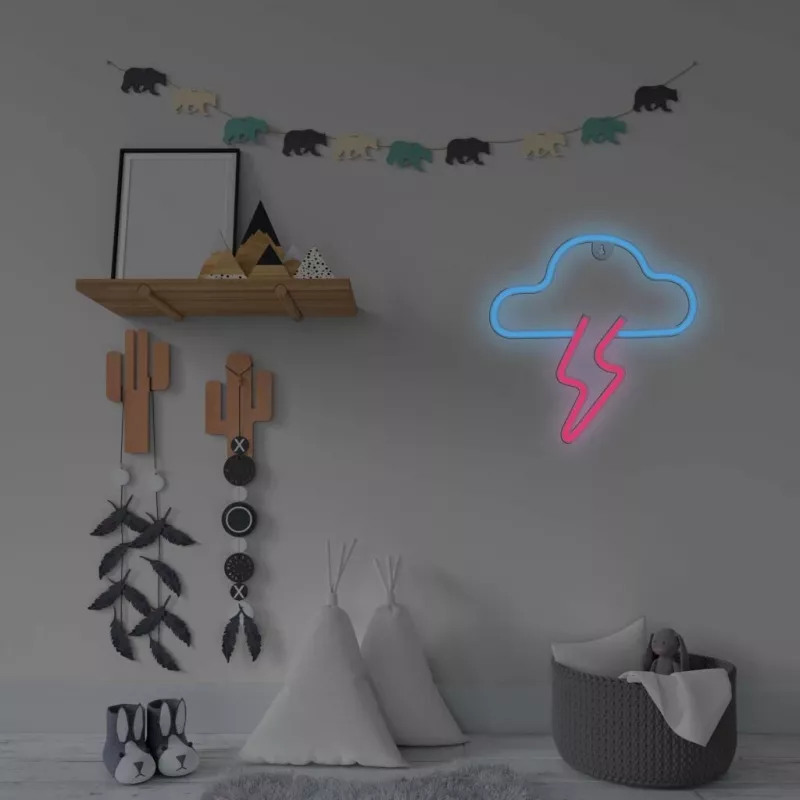 Luce neon MANTA SNL71BL Nuvola con fulmine Blu‑Rosa – insegna LED neon decorativa